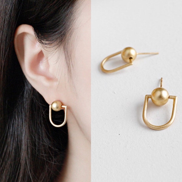 Gold Hoop Earrings, Small Hoop Earrings, Dangle Earrings Gold, Minimalist Earrings, Bead Earrings, Dainry Hoops, Modern Earrings, Gift