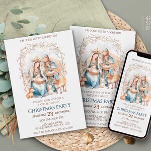 Nativity Invitation, Christian Christmas Nativity Invitation, Worship Christmas Invite, Religious Christmas Evite template Email Corjl