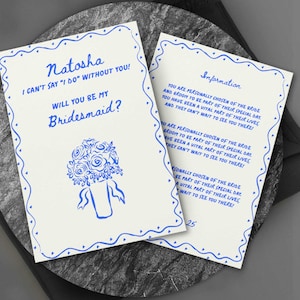 Hand Drawn Bridesmaid Proposal Card: Personalized Wedding Stationery