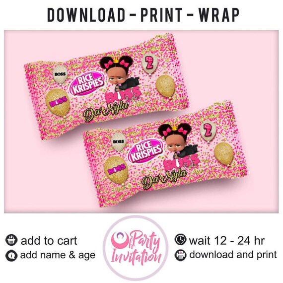 Boss Girl Baby Rice Krispies Wrapper African American Boss Girl