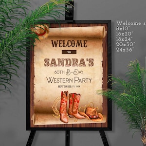 Editable Western Birthday Welcome Sign: Cowboy Rodeo Party (digital ...