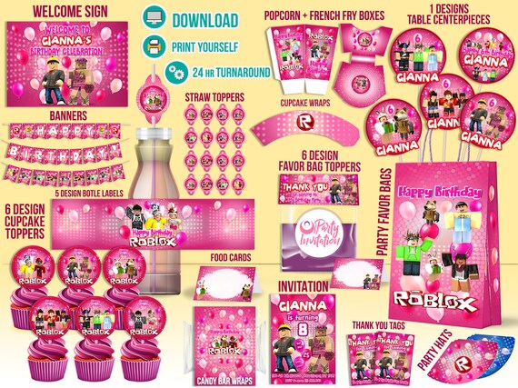 Roblox party supply DOWNLOAD ONLY, Roblox Girl party decorations ...