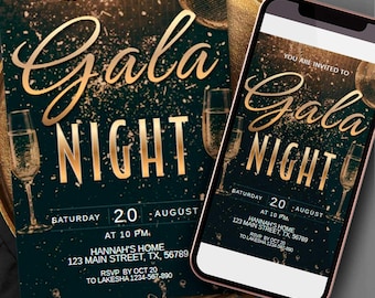 Black and Gold Gala NIght Invitation Template: Corporate Event Flyer (Editable Canva Design)