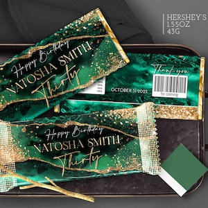 Emerald Green and Gold 30th Birthday Party decoration Candy bar Printable for Him or Her Download DIY Editable Template Corjl T100 ANY AGE