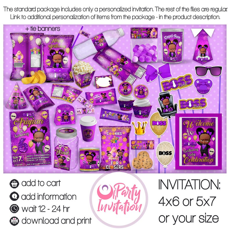 New The Boss Baby Girl Party Supplies Print By Yourself Etsy