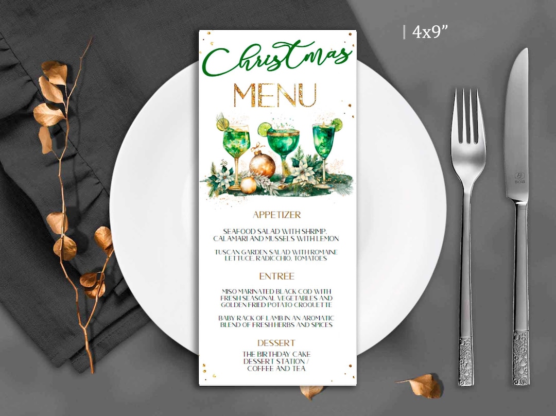 Editable Christmas Cocktail Menu Template, Printable Christmas Menu ...
