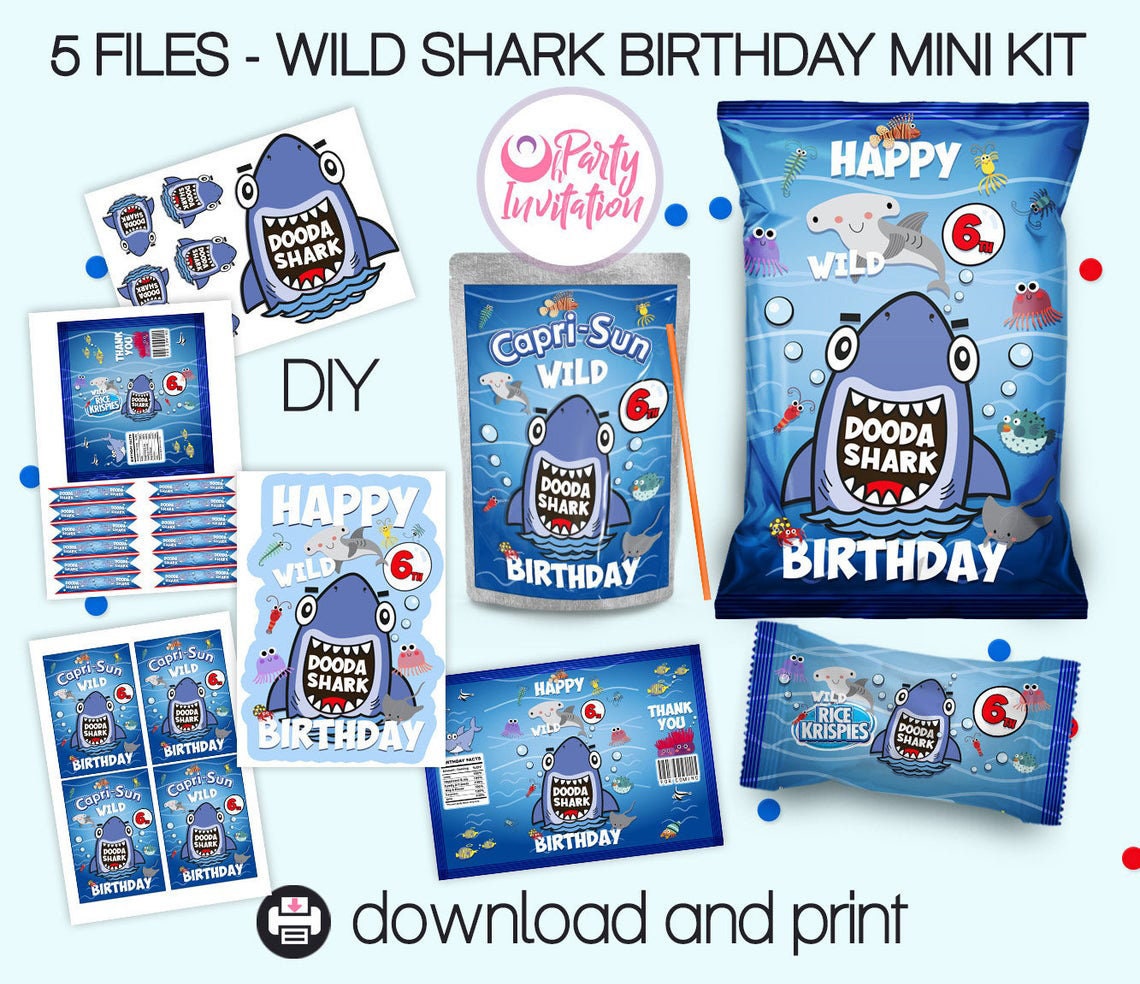 Shark party favors shark birthday party decorations Etsy