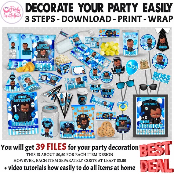 Black Boss Boy Baby Party Decorations African American Print Etsy