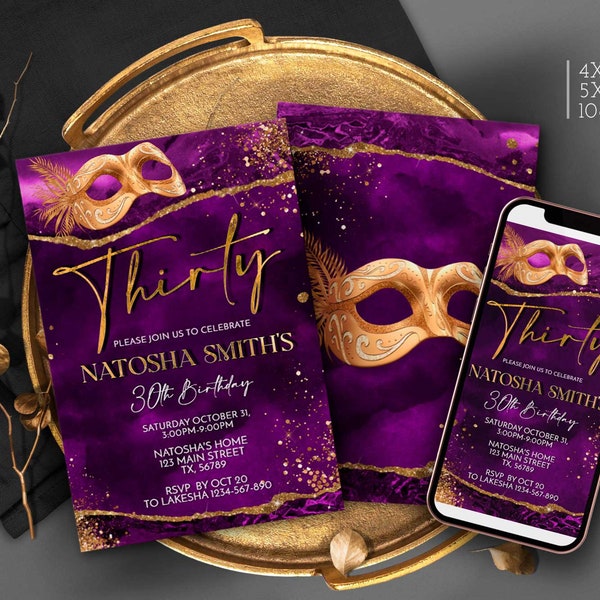 Masquerade Invitation Etsy