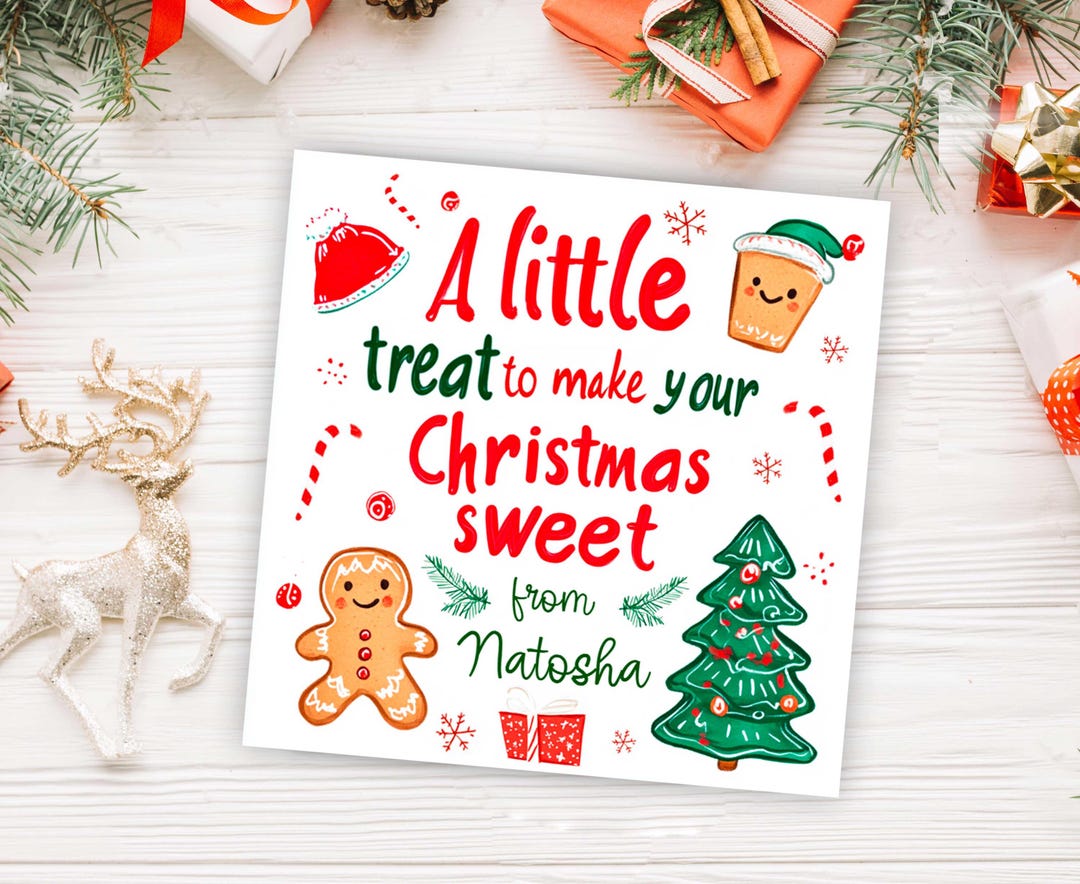Printable Christmas Treat Tags: Candy, Cookie Bag Tags (edit CORJL) - Etsy