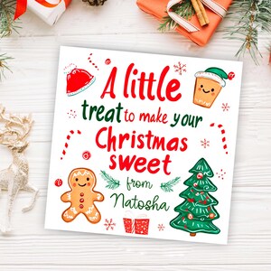 Christmas Treat Tags, Printable Christmas Tags, Sweet Treat Bag Tags: Teachers, Kids, Friends, Coworkers, Candy Tag, Cookie Tag, Edit CORJL