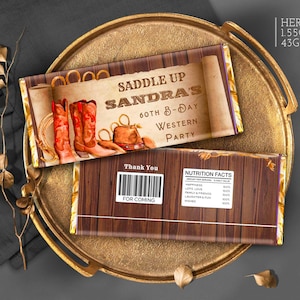 Editable Western Cowboy Candy Bar Wrapper: Rodeo Birthday Party (Digital Download Canva)