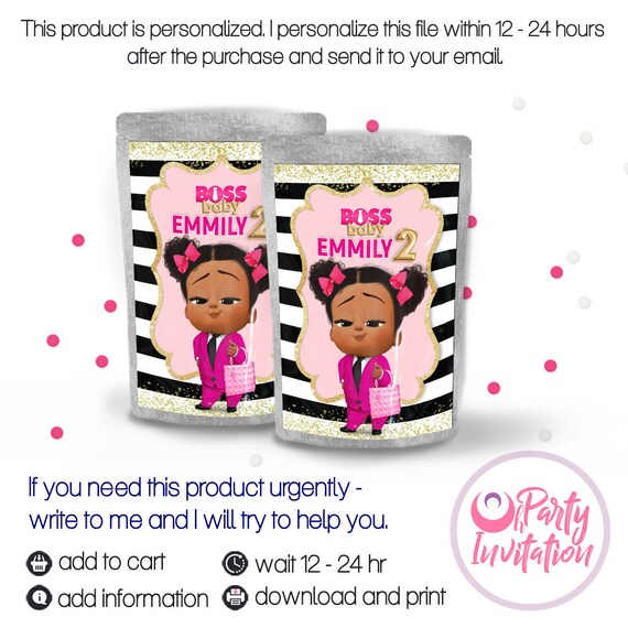 Boss Baby Capri Sun African American Boss Baby Girl Party Supply