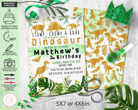 Dinosaur Birthday invitation 3 Dinosaur Invitation Download Dinosaur Invitation Digital Download Dinosaur invitation printable Il_570xn