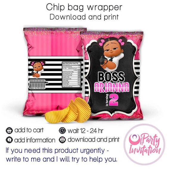 Personalized Boss Girl Baby Chip Bag African American Boss Girl