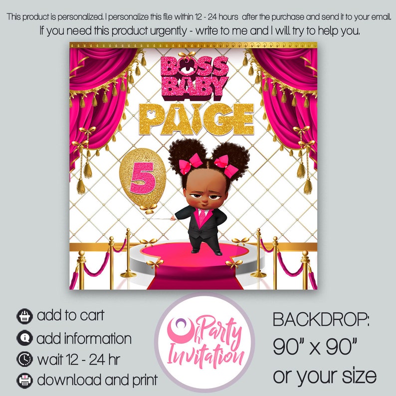 Boss Baby Girl Backdrop For Print By Yourself African Etsy
