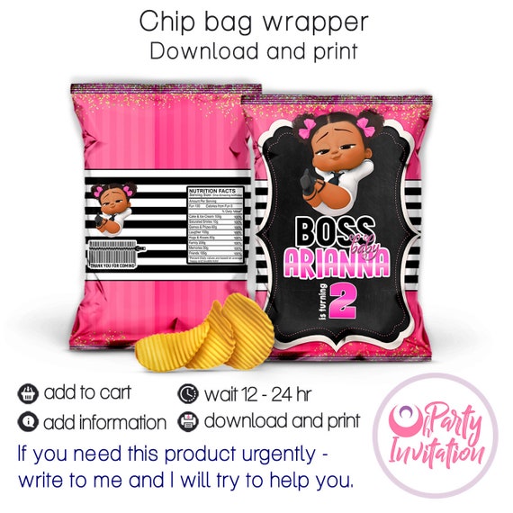 Personalized Boss Girl Baby Chip Bag African American Boss Girl