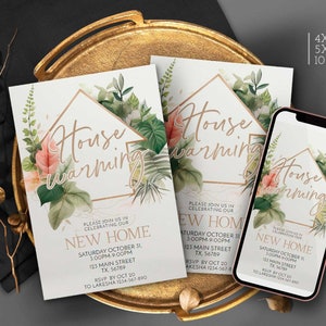 Housewarming invitation Editable, New house Party Invites Printable template Evite Digital Download Corjl