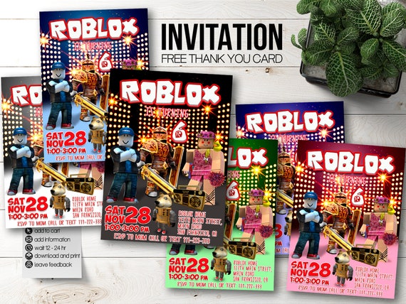 Roblox Invitations Roblox Party Roblox Birthday Invitation Roblox Invite Roblox Favors Roblox Printable Roblox Download Roblox Digital - roblox birthday invitation roblox invite roblox party etsy