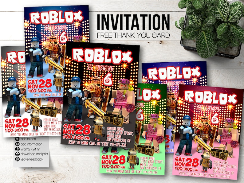 Roblox Birthday Party Invitations Birthday Invitations