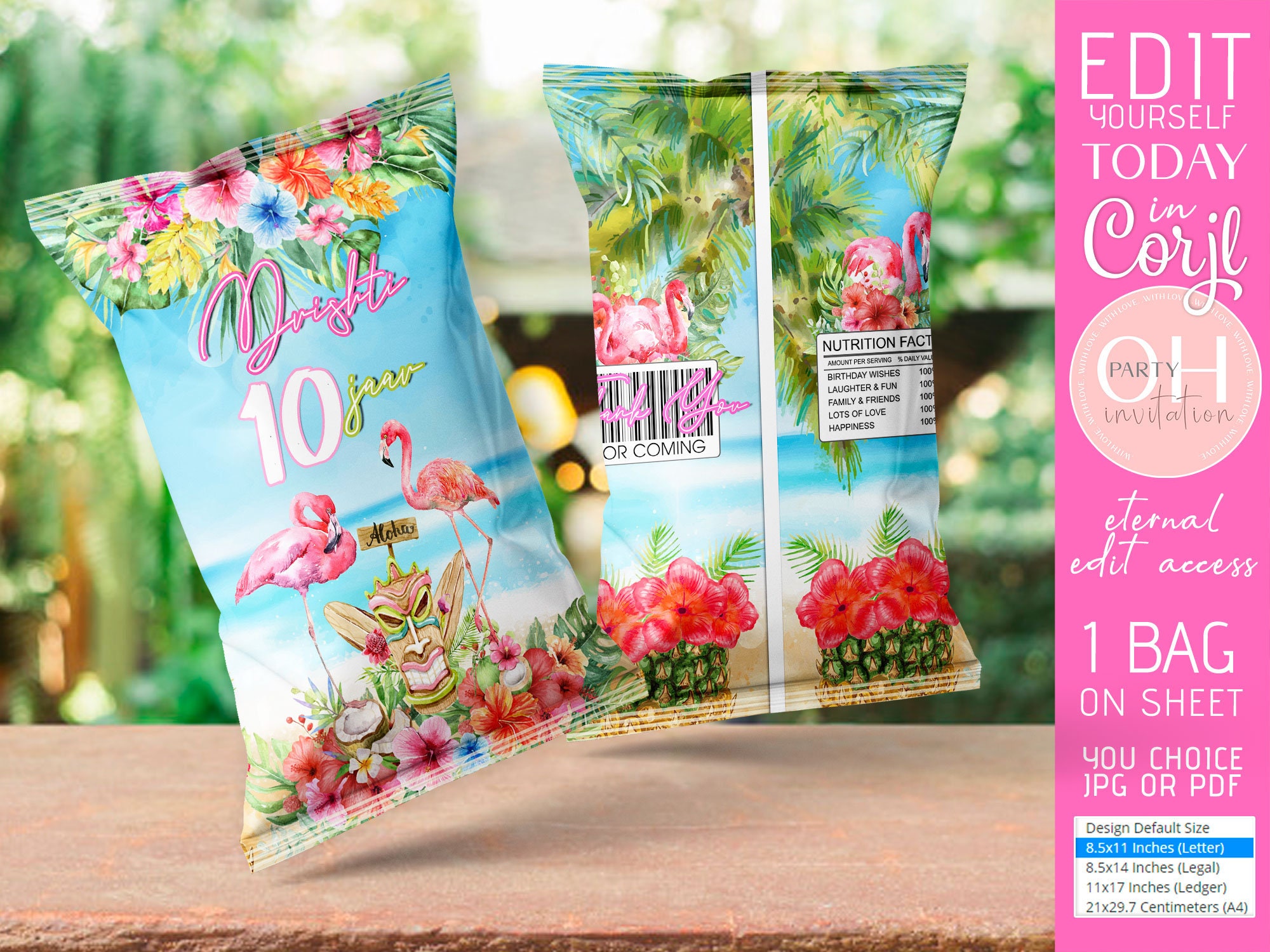 DIY Editable Hawaiian Chip Bag Birthday Party Supply Aloha Etsy UK