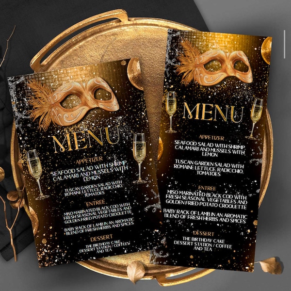 Mask Menu Card Etsy