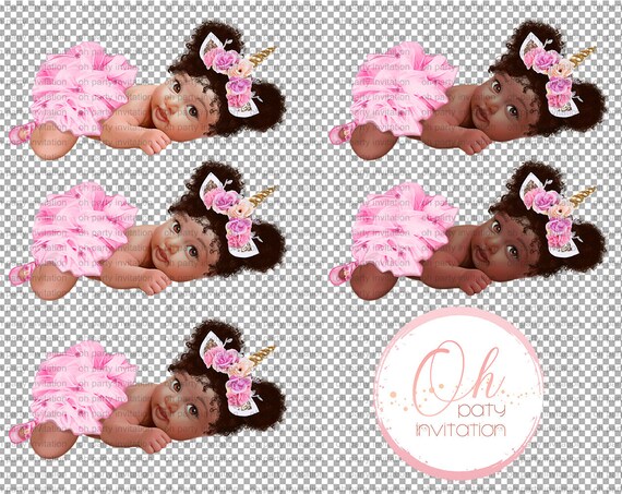 Unicorn princess clipart Sleeping Baby Girl Puffs png any skin tone clip art Instant Download Il_570xn