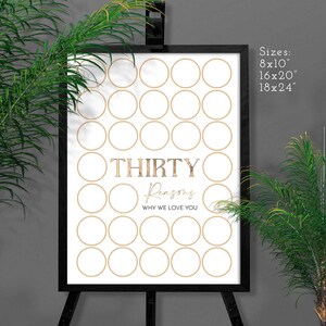 Thirty Reasons Why We Love You Blue Gold Modern Party decorations for Him 30th Birthday Men Birthday Frame 30 Things Digital Download
