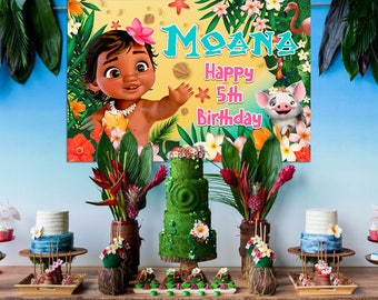 Moana backdrop for DOWNLOAD. Moana banner. Baby Moana party supplies. Moana birthday. Moana decorations. Moana theme printable.