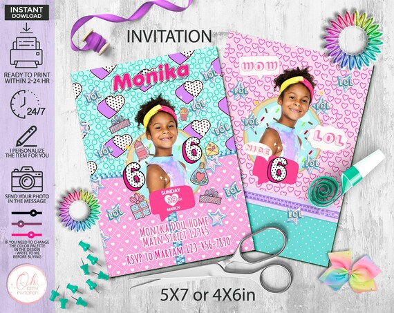 Lol invitation with photo, Lol birthday invitation party supplies printable Download and print Il_570xn
