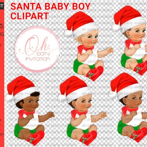 Little Santa baby shower clipart Green and red prince first christmas holiday clip art png, Vintage christmas scrapbooking graphics download