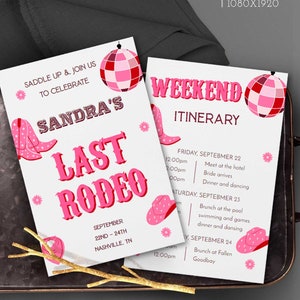 Pink Last Rodeo Bachelorette Itinerary: Nashville Weekend (Editable CORJL)