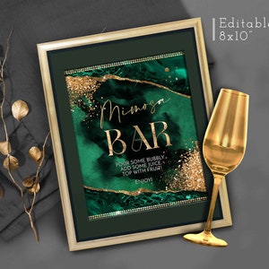 DIY Emerald Green and Gold Party sign decoration 30th Birthday favors Printable for Him or Her Download Editable Corjl T100 ANY WORDING