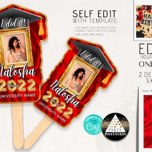 Red Gold Graduation Party Fans Template 2025 (Digital Corjl)