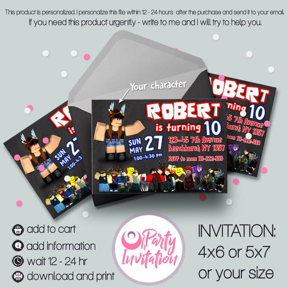 Roblox Birthday Invitation Roblox Party Printables Roblox Invite Roblox Favors Roblox Printable Roblox Digital Download - roblox chalkboard thank you tags printable roblox party
