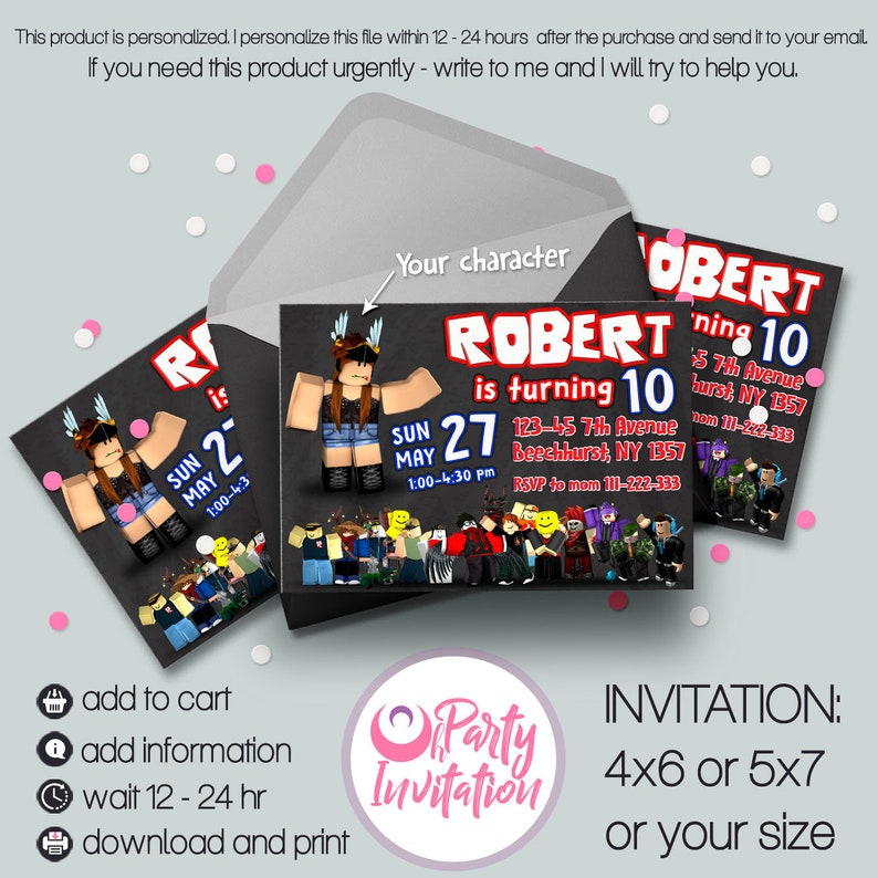 Roblox Adding Email Roblox Generator Works - roblox birthday invitation with photo and your roblox etsy
