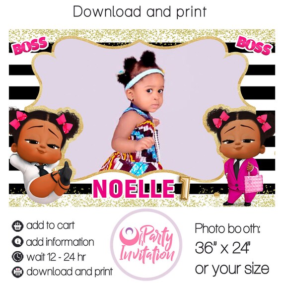 African American Boss Girl Baby Photo Booth Boss Girl Party