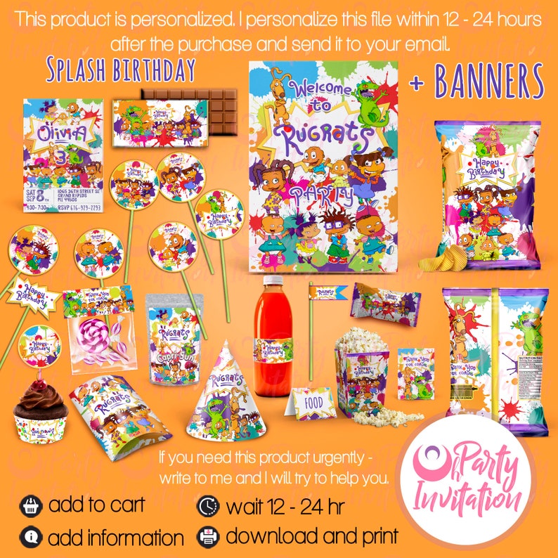 Africa American Rugrats Party Kit Download Print Rugrats Etsy