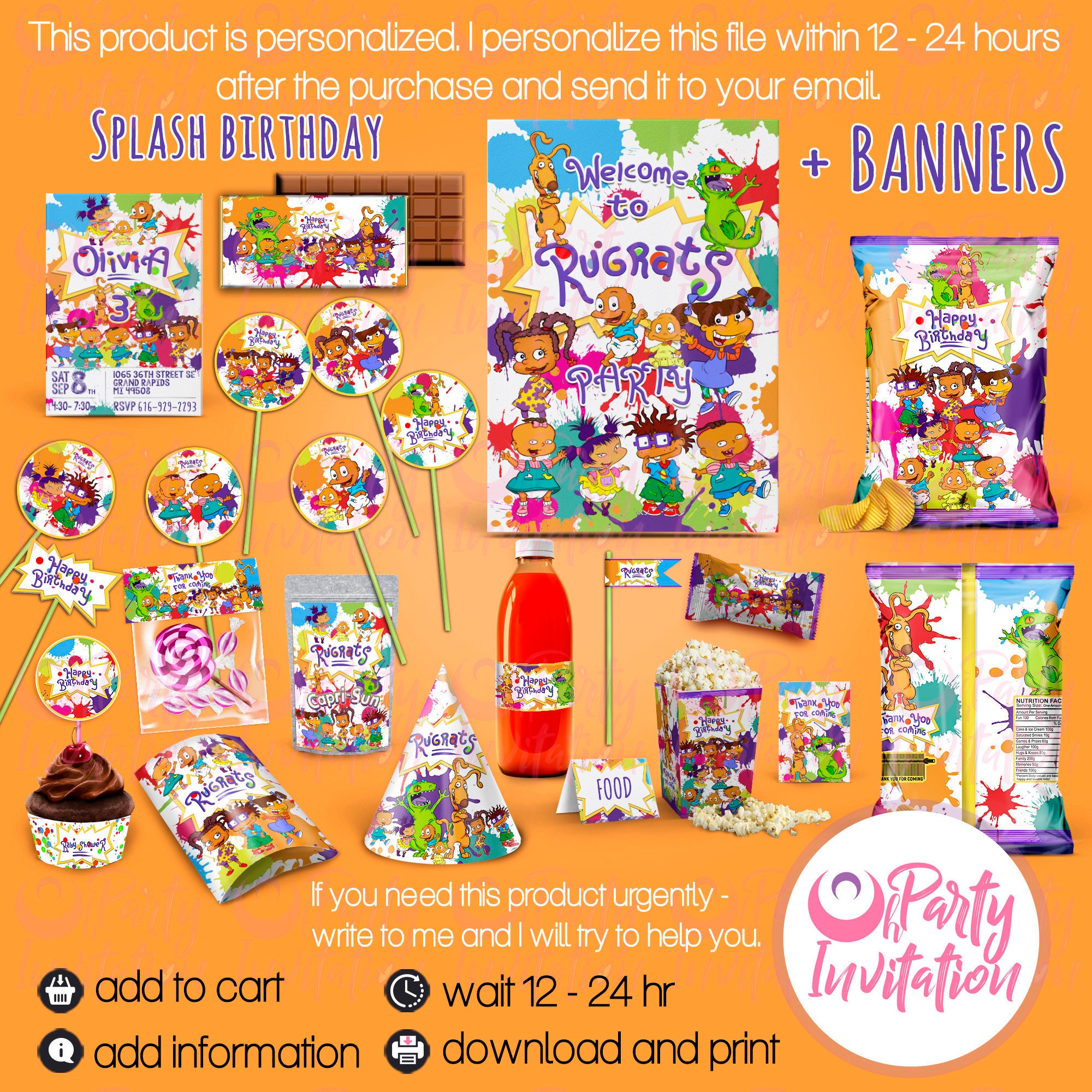 Africa American Rugrats Party Kit Download Print Rugrats Etsy