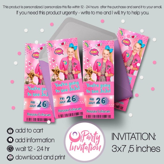 jojo siwa fake ticket invitation for tour 2019 jojo gifts