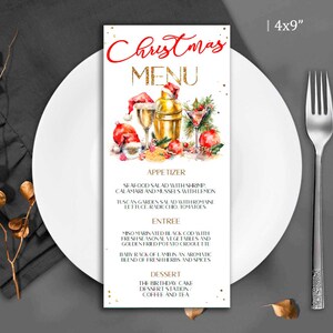 Editable Christmas Cocktail Menu Template, Printable Christmas Menu ...