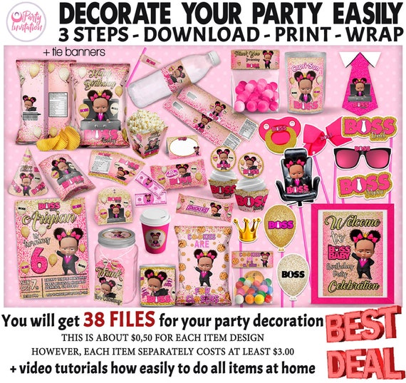 Boss Girl Party Decoration Kit Print By Yourself Boss Girl Etsy