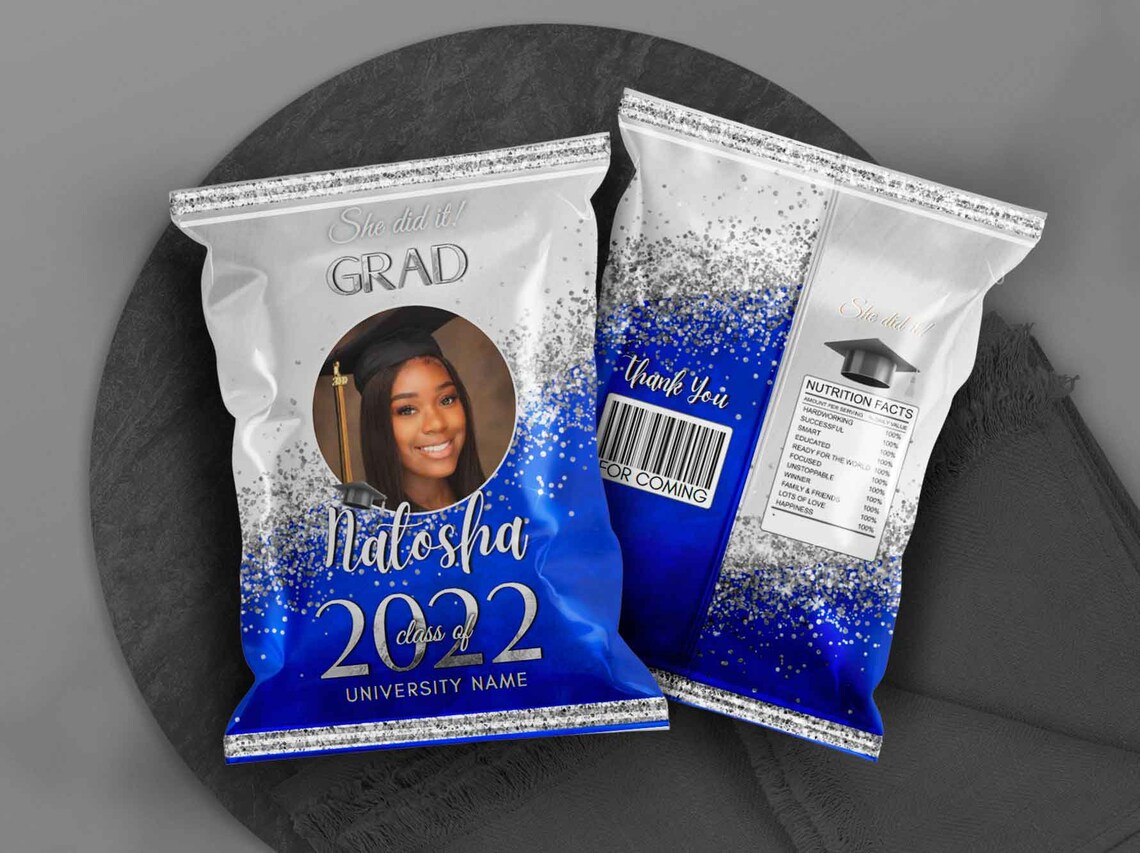 Editable Royal Blue and Silver Graduation Party Decorations - Etsy