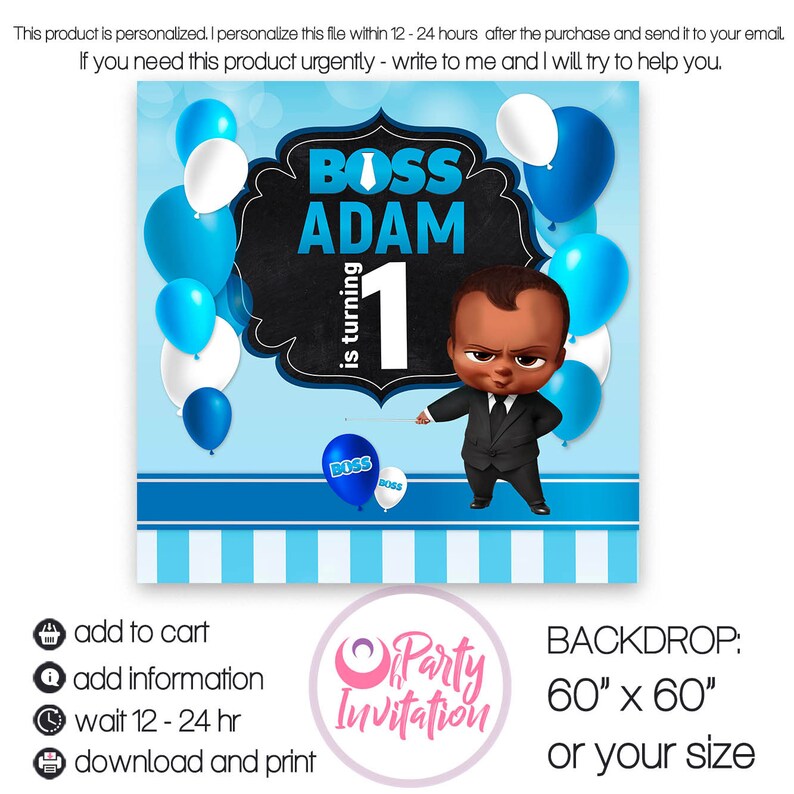 Boss Baby Backdrop African American Boss Baby Birthday Banner Etsy