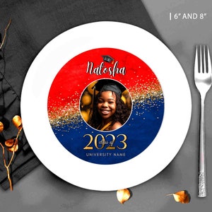 DIY Graduation Charger Plate Insert: Photo, Red, Blue, Gold (Corjl)