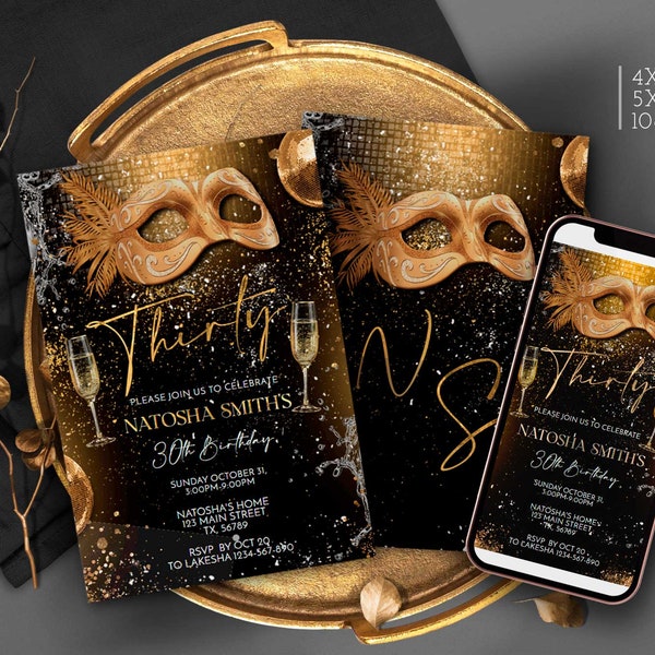 Masquerade Invitation Etsy