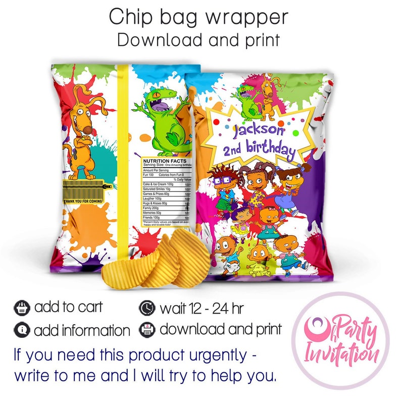 African American Rugrats Chip Bag Rugrats Party Supply Etsy