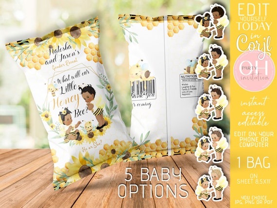 Editable He Or She What Will It Be Gender Reveal Chip Bag Yellow White Bee Decorations Party Favor Printable Instant Download Corjl By Ohpartyinvitation Catch My Party Editable He Or She What Will It Be Gender Reveal Chip Bag Yellow White Bee Decorations Party Favor Printable Instant Download Corjl By Ohpartyinvitation Catch My Party