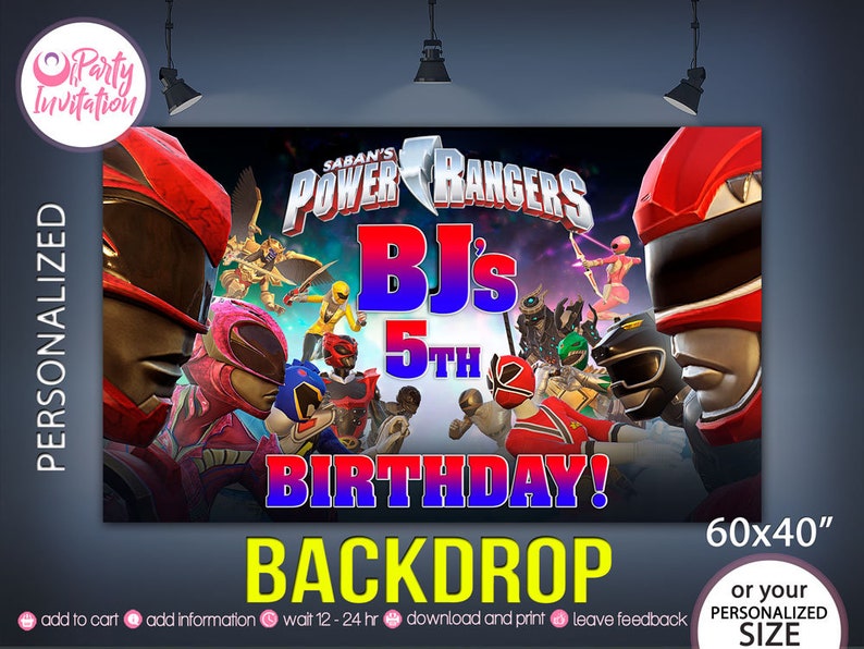 Power Rangers Backdrop Download Only Power Rangers Banner Etsy