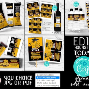 Black & Yellow Graduation Party Favors Kit (Digital Download)
